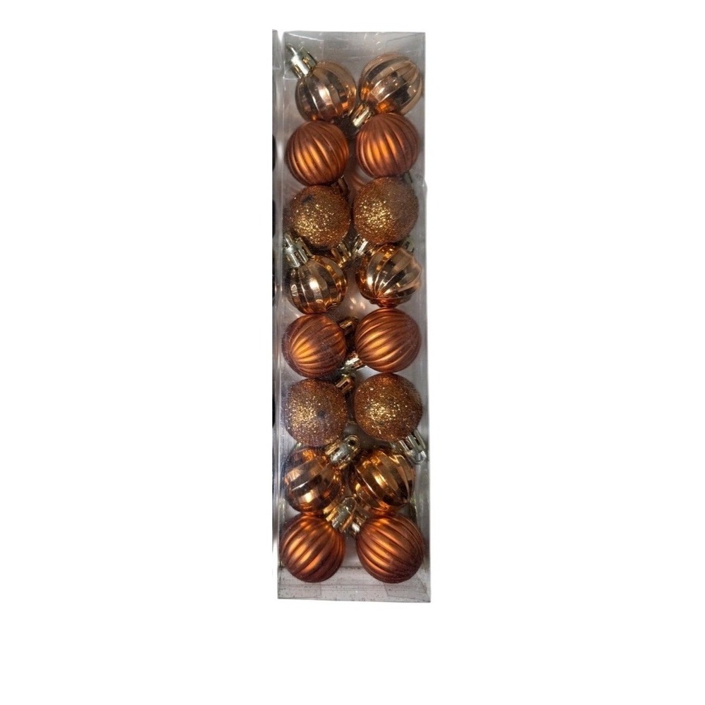 16pc Orange Christmas Ball Ornaments Glitter Ribbed Swirl Holiday Decor #420,421